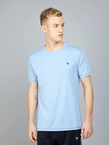 Image of TECHNOSPORT Men's Slim Fit Polyester Activewear Sports T-Shirt with Moisture-Wicking Comfort for Workout, Running & Gym