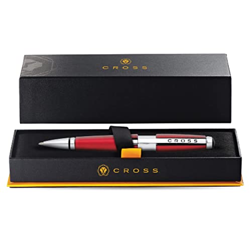 Cross Edge Rolling Ball Pen, Red with Polished Chrome