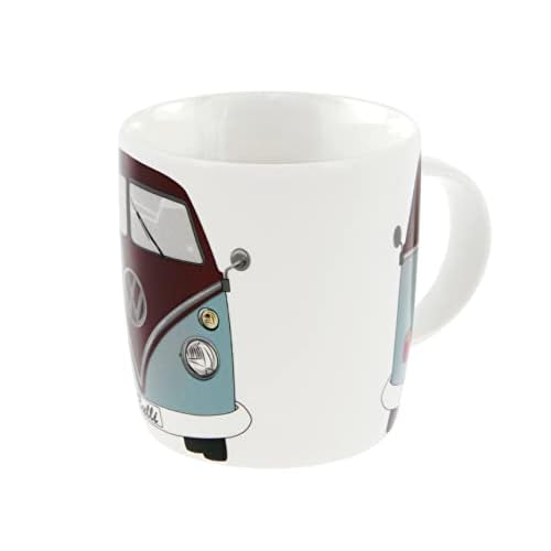 BRISA VW Collection - Volkswagen Furgoneta Hippie Bus T1 Van Taza grande de Café de Porcelana (New Bone China) en Caja de regalo, Copa de Té, Decoración de la Mesa (Frente/Azul)