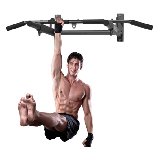 Onetwofit OT053101 Wall Mounted Pull Up Bar, 400 Lbs Heavy Duty Chin Up Bar Multifunctional Strength Training Wall Mount Pull Up Bar Upper Body Workout cover