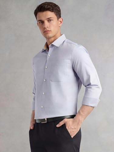 Image of Thomas Scott Men's Regular Fit Formal Shirt | 100% Cotton Long Sleeves | Spread Collar with Contrast Fabric (Available in Plus Size)