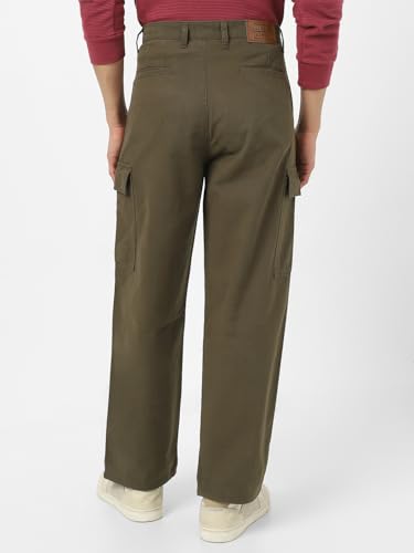 Image of Urbano Fashion Men's Loose Baggy Fit Solid Cargo Chino Trouser Pant with 6 Pockets Non-Stretchable