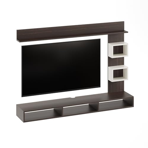 Image of FURNEASER Elite Engineered Wood Wall Mount TV Unit /TV Stand /TV Cabinet /TV Entertainment Unit /Set Top Box Stand (Ideal for 50-55 Inch) (D.I.Y) (Wenge & White)