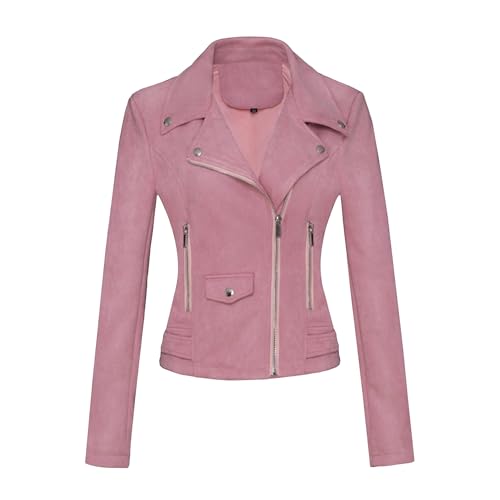 Manteau court texturé en daim synthétique rose XL finitions premium