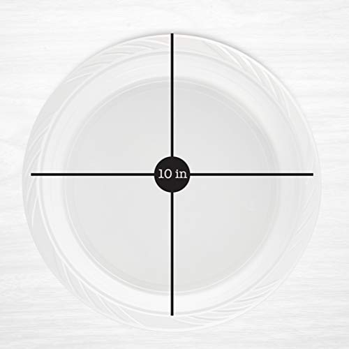 200 Count Disposable 10 Inch White Plastic Dinner Plates Extra Large