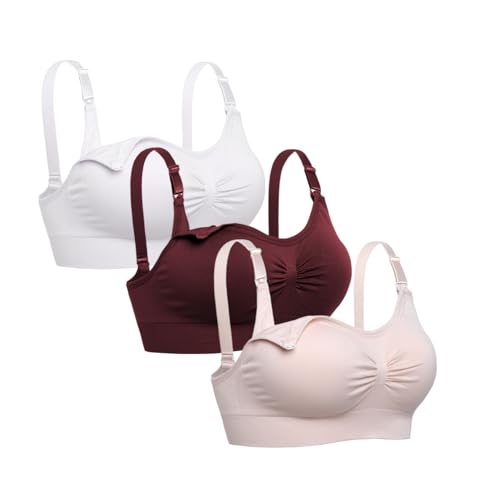 Astrélie Seamless Nursing Bra for Women Ultra Soft Wireless Maternity and Postpartum Sleep Bra Breastfeeding Bra with Removable Pads Pack of 3