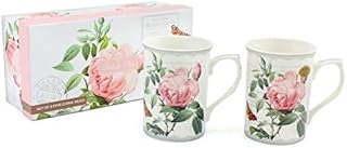 Leonardo Collection - Redoute Rose - Boxed Set 2 Fine China Mugs