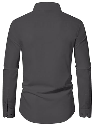 Image of AVANOVA Men's White Long Sleeve, Slim Fit Button Down Dress Shirt for Men | Casual Office Wear | Formal Business Shirts | Stylish Plain Single Breasted Shirt(Shirt 87)