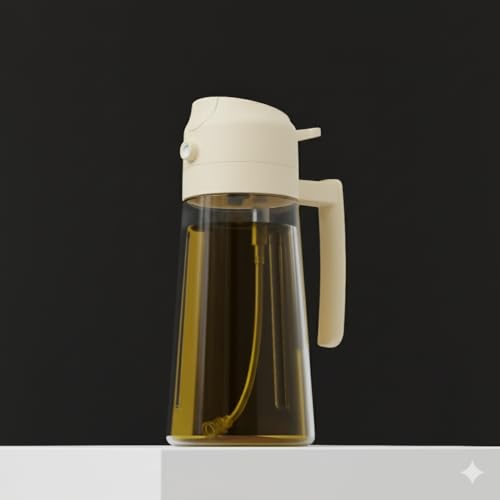 Image of Clazkit 2-in-1 Oil Dispenser & Sprayer for Kitchen, 500ml Food-Grade Plastic Oil Bottle with Non-Drip Spout, Ergonomic Grip, Leak-Proof Lid, Easy Refill Wide Mouth, Lightweight