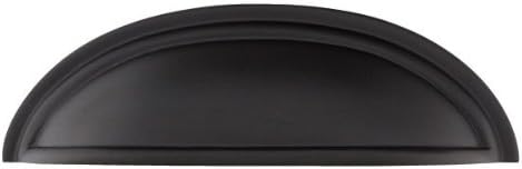Emtek Cup Cabinet Pull, 4" C-to-C, Flat Black 86173US19