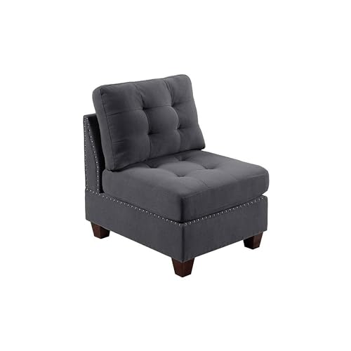 Sillón modular sin brazos chenille gris miniatura 1