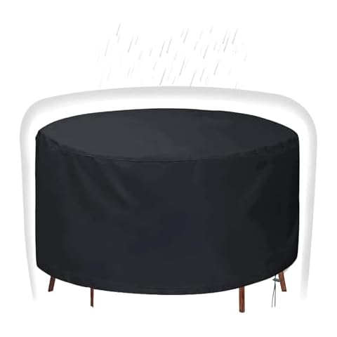 Bliifuu Round Patio Furniture Cover, Outdoor Table and Chair Set Cover Waterproof UV Resistant Dustproof (Black, 50"D x 28"H) Cover