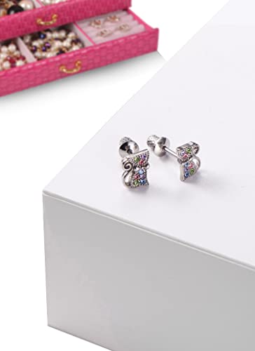 Earrings For Girls, Multicolored Kitty Cat Hypoallergenic Earrings for Girls, Stud Screw On Safety Backs, Stainless Steel Ultra Sensitive Ears Post For Kids, Toddlers, Little Girls, Teens2