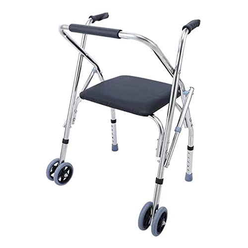 UYDJAKX 高齢者用歩行器 シートとホイール付き 折りたたみ式歩行補助具 高さ調節可能 軽量ウォーキングフレーム 高齢者&障害者用 光の星