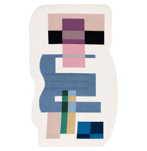 Image of Hand Tufted Irregular Unshaped Designer Woolen Carpets for Living Room Bedroom and Hall Size 4x6 Feet (120x180 cm) Color A2 Ivory & Multi