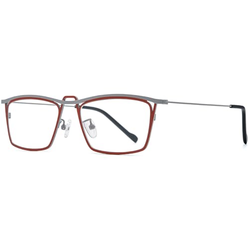 Image of FONEX Pure Titanium Glasses Frame Men Square Magnet Clip On Eyeglasses with Polarized Lens