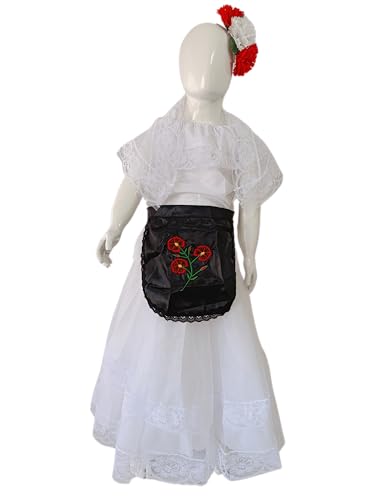 Opiniones de Ropa de Hípica para Niña Top 10. 47 Genérico Traje Típico de Veracruz para Niña, 5 Piezas: Blusa, Falda, Capa, Mandil, Peineta (8)