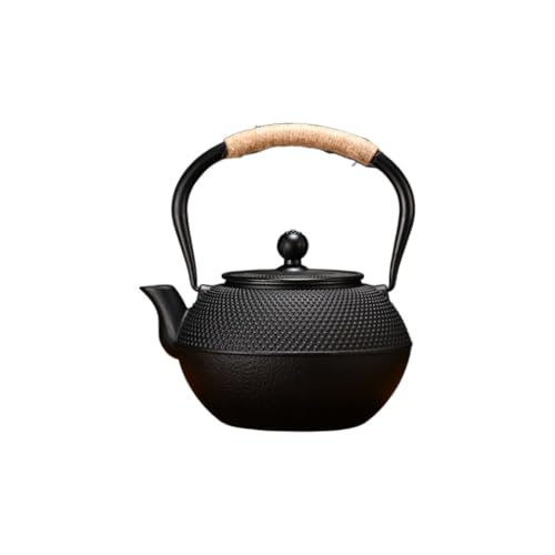 鉄やかん 鉄瓶 鉄器 やかん 鉄びん 直火可 調理器対応 鉄分補給 鋳物 茶道道具 鉄瓶兼用 急須で煮るため 小丁壺の鋳鉄製茶器囲炉の鉄製茶壺 家庭用の古い鉄壺 鋳鉄茶壺 功夫茶器 (1200ml)