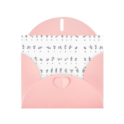 Tarjeta de felicitación de papel perlado con impresión horizontal del alfabeto en lengua de señas, con sobres, para amigos y familiares