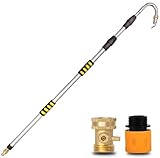 Gutter Cleaning Tools,12FT Gutter Cleaner Tool From The Ground Telescoping Reach Gutter Cleaning Pole for Garden Hose Attachment