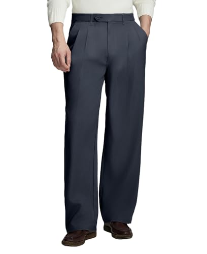 Susclude Baggy Dress Pants Men Pleated Wide Leg Trousers Casual Work Slacks Relaxed...