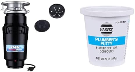 Waste Maid 10-US-WM-048-3B Garbage Disposal Anti-Jam Stainless Steel Food Waste Grinding System, 1/3 HP Builder, Black & Harvey