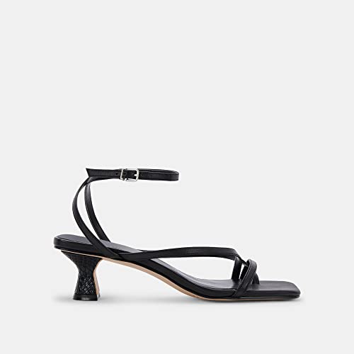 Juliet Holy Womens Strappy Sandals Kitten Heel Open Toe Slingback Ankle Strap Wedding Party Summer Womens Heeled Sandals Black — view 2
