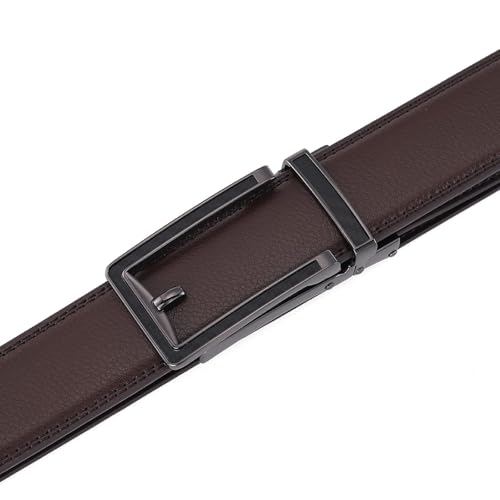 Men's Automatic Buckle Belt Pin Buckle Hollow Two Layer Leather Fashion4