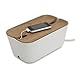 Price comparison product image Bosign Cable Management Box - Cable Organizer Medium. White & Natural Wood - 30x18x13,8 cm. Flame retardant plastic. Rubber antislip feet.