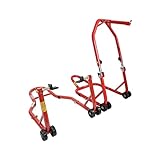 ツールズアイランド(Toolsisland) バイクスタンド メンテナンススタンド フロント＆リア 取扱説明書付 (レッド, フロント高さ調整式＆リアL型セット) 51603-1L