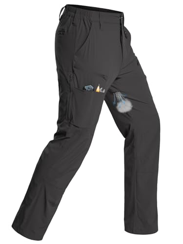 CARWORNIC Mens Quick Dry Hiking Cargo Pants Stretch Lightweight Nylon Tactical Work Pants Water-Resistant Flex Multi-Pocket Outdoor Travel Safari Golf Fishing Trousers