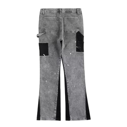 Ink Painted Patchwork Baggy Jeans for Men Straight Oversize Cargo Pants2