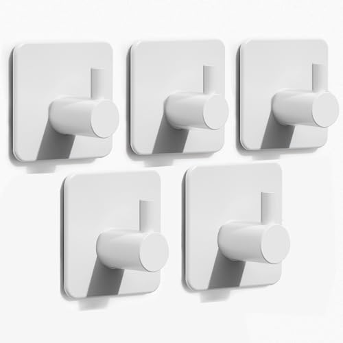 Auxmir Ganchos Adhesivos para Pared 5 Piezas, Acero Inoxidable, Colgador Toallas sin Taladro, Autoadhesivo Extrafuerte,...