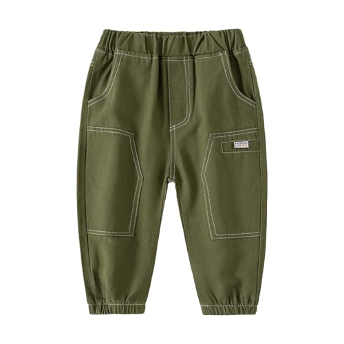 Toddler Baby Pants Boys Girls Spring Fall Casual Solid Color Pocket Work Pants Elastic Waist and Ankles Unisex - Main Image