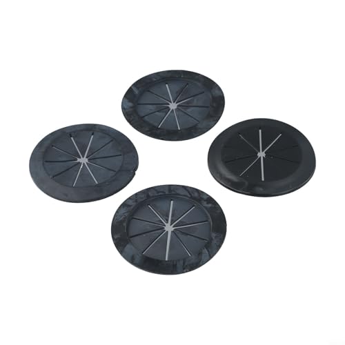 Round PVC Desk Cable Hole Cover, 53mm Diameter Wire Grommet for Cable Management, 7-Color Decorative Table Line Hole Cover (4-Pack)(Black 53MM)
