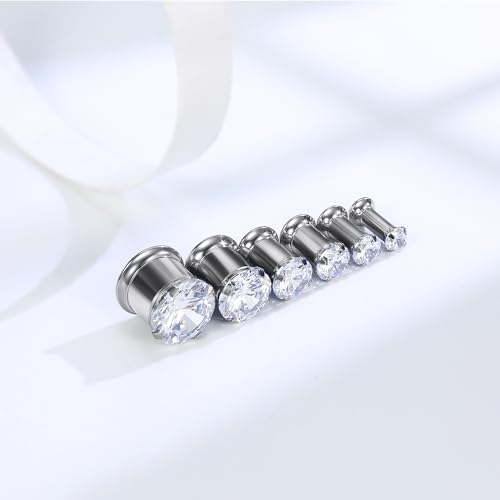 Qiwnswoy QIW0574 Astm F136 Titanium Round Cz 8G Ear Gauges Screw Fit Flesh Tunnels Plugs Gauges Earring Expander Stretcher Ear Tunnels For Ears 8 Gauges Plug Earrings 3Mm Body Piercing Jewelry thumb #3