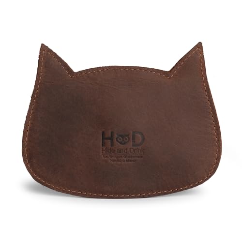 Image of Hide & Drink, Cat Shape Wallet Handmade from Full Grain Leather - Furry