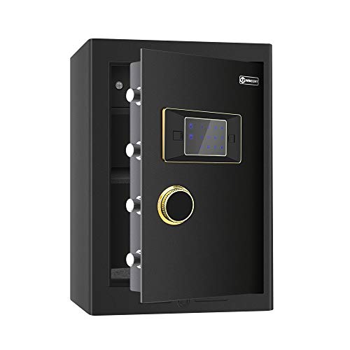 Security Home Safe, 2.05 Cubic Safe Box with Digital Screen Touch Keypad & Key Lock, Double Safety Gun Safe for Pistols Home Office Cash Watch Jewelry Money Safe, LCD Display