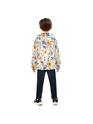 Watercolor Flower Bee Girls Fleece Jacket Girls Fall Jacket Boys Coats Zip Up Hoodie Children Sherpa Warm Outerwear 2-10T4