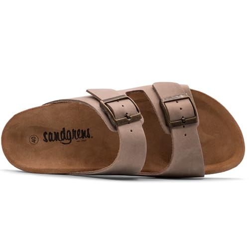 Sandgrens Handmade Unisex Cork Slides | European Top Grain Leather Sandals with Soft Suede Original Footbed, Adjustable Straps, and EVA Rubber Sole | Costa4