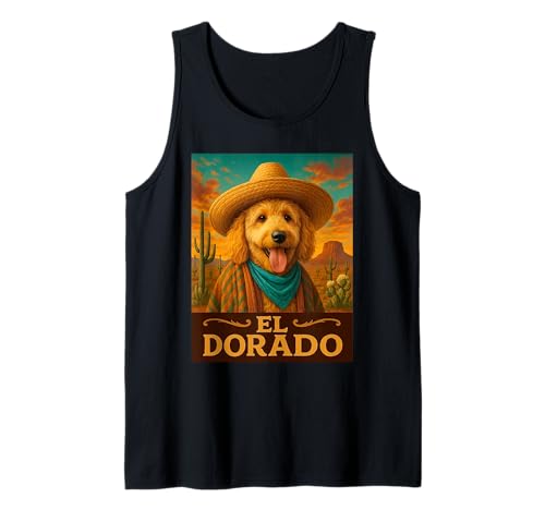 Amante de los perros Goldendoodle El Dorado Wild West Cowboy Western Camiseta sin Mangas