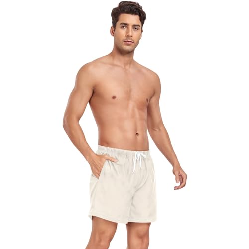 DOMIKING Mens' Swim Trunks Quick Dry Swim Shorts with Phone Pocket for Holiday Beach4