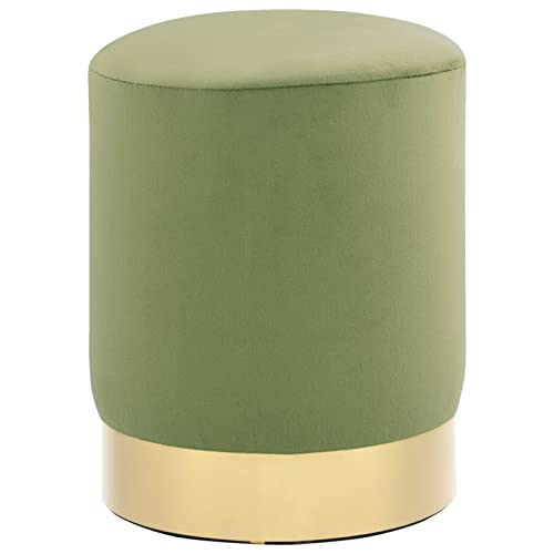 Homgoday Taburete de Terciopelo Verde Mostaza y Dorado reposapies Salon reposapies Sofa Taburete bajo puf