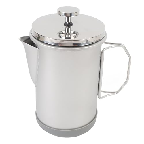 KIMISS a Presión Francesa de Acero Inoxidable, Portátil, 1000ml, para Acampar, café Hecho a Mano y Prensa de té con Diseño de Filtro (SILVER)