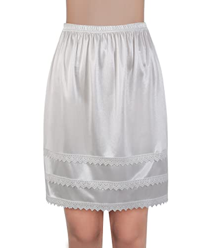Nonatawka Half Slip Dress For Women Satin Skirt Under Dress Anti-Static Half Slip Comfortable & Lightweight Half Slip Skirt White… #TOP15
