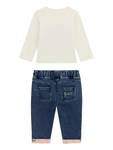 GUESS baby-girls Long Sleeve T-shirt and Knit Denim Pant2