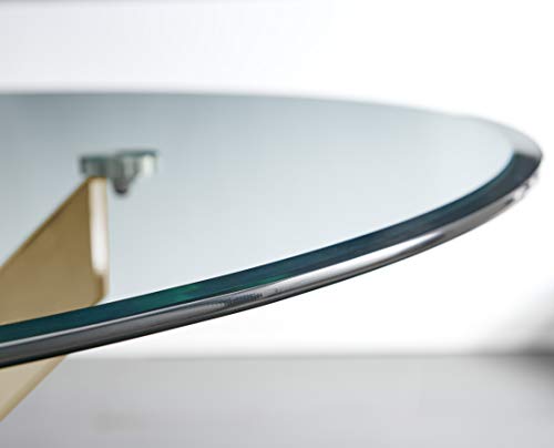 Furniturebox UK Novara Round Glass Dining Table – Modern 4 Seater Dining with Gold Chrome Legs – Elegant Contemporary Dining Room or Kitchen Table (Dining Table Only)