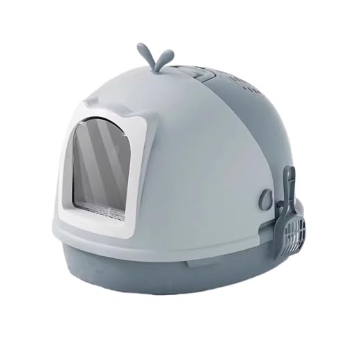 Arenero para gatos con tapa cubierta gris miniatura 1
