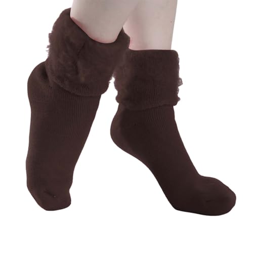 Calcetines cómodos de invierno para mujer, multicolor, de color sólido, cómodos, para la salud y la belleza, café, Altoa única