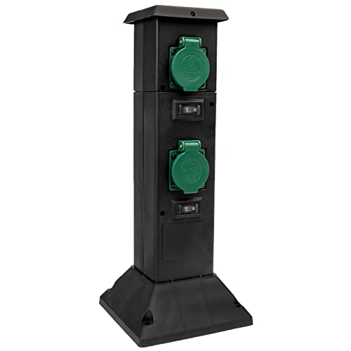 Grafner Gartensteckdose mit Schalter und Erdspieß, 4 Steckdosen einzeln...